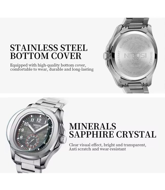 Nibosi  Herenhorloge  Zilver & Zwart