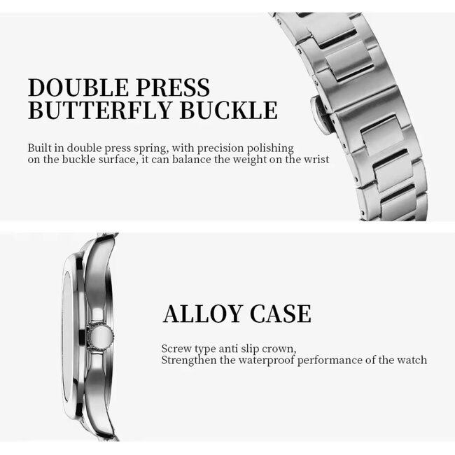 Nibosi Vanguard – herenhorloge met stalen band en sportief design