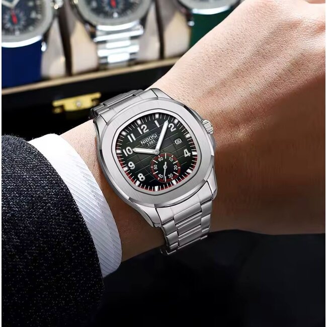 Nibosi Vanguard – herenhorloge met stalen band en sportief design