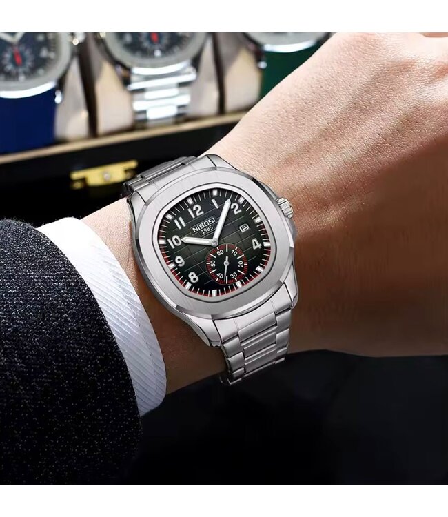 Nibosi  Herenhorloge  Zilver & Zwart