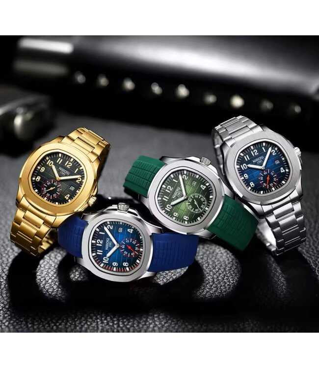 Nibosi  Herenhorloge  Zilver & Zwart