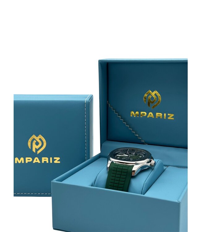 Nibosi  Herenhorloge  Zilver Blauw  &  Siliconen Band