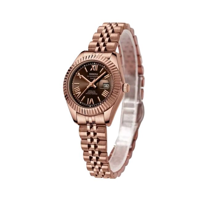 Nibosi Heren & Dameshorloges  Rosé & Chocolate Dial