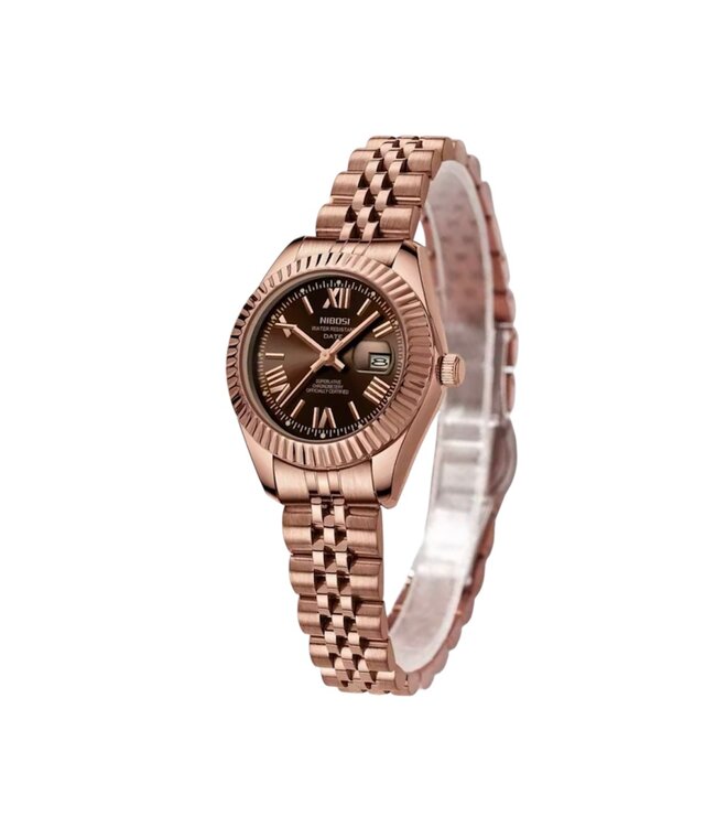 Nibosi Heren & Dameshorloges  Rosé & Chocolate Dial
