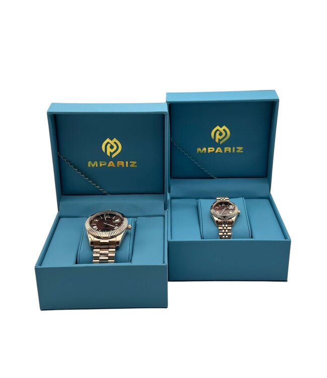 Nibosi Heren & Dameshorloges  Rosé & Chocolate Dial