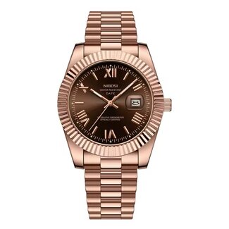Nibosi Heren & Dameshorloges Rosé & Chocolate Dial