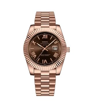 Nibosi Heren & Dameshorloges Rosé Chocolate Dial