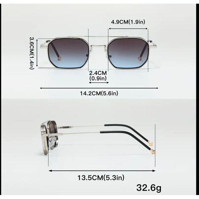 Mpariz Vintage Square​ - Zilver - Zonnebril voor Heren & Dames - Inclusief Luxe Mpariz Brillenkoker