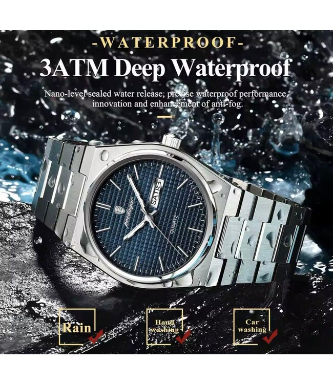 Poedagar Luxe Herenhorloge Goud Blauw