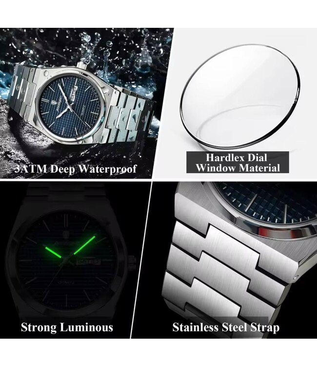 Poedagar Luxe Herenhorloge Goud Blauw