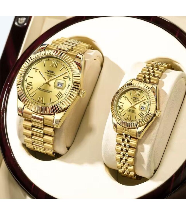 Nibosi Heren & Dameshorloges Goud