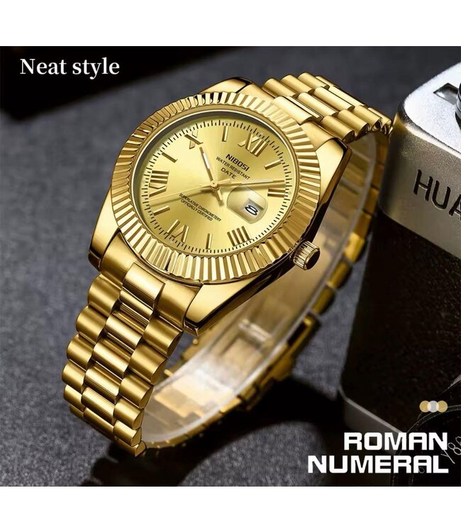 Nibosi Heren & Dameshorloges Geelgoud