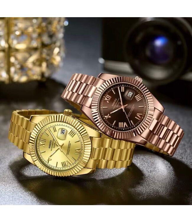 Nibosi Heren & Dameshorloges Geelgoud