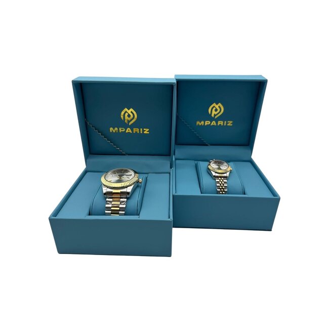 Nibosi  Heren & Dameshorloges Zilver Geelgoud