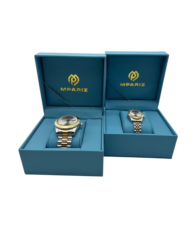 Nibosi  Heren & Dameshorloges Zilver Geelgoud