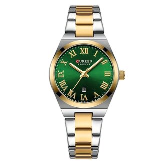 Curren Dameshorloge Zilver Goud & Groen