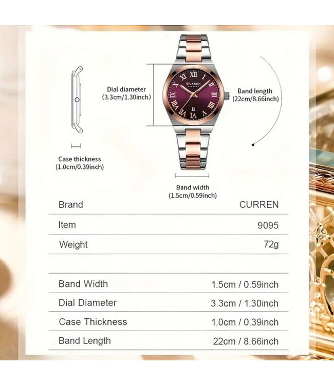 Curren Dameshorloge Zilver Geelgoud Wit - Gratis Armband bij elke bestelling (twv €29,95)