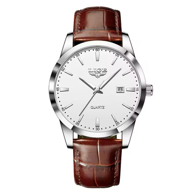 Lige Éloria – herenhorloge met leren band en minimalistisch design