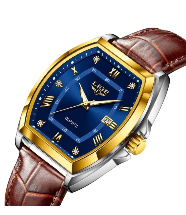 Lige Luxe Herenhorloge Goud Blauw