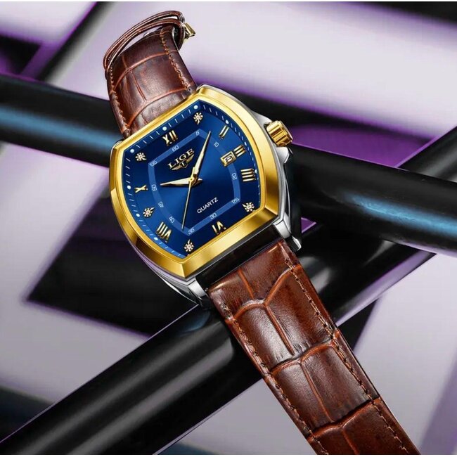 Lige Belmont – herenhorloge met leren band en klassiek design