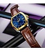 Lige Luxe Herenhorloge Goud Blauw - Gratis Armband bij elke bestelling (twv €29,95)