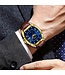 Lige Luxe Herenhorloge Goud Blauw - Gratis Armband bij elke bestelling (twv €29,95)