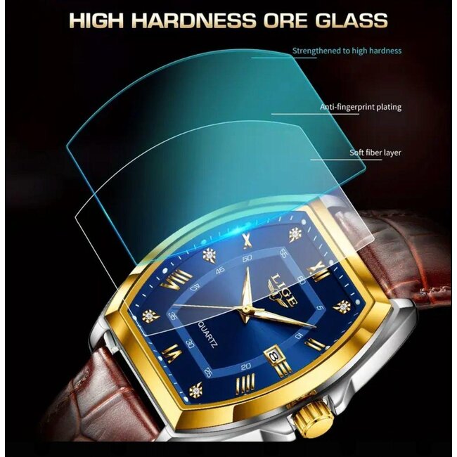 Lige Luxe Herenhorloge Goud Blauw