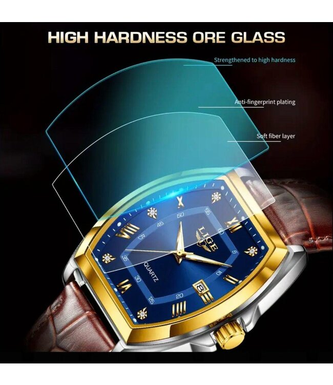 Lige Luxe Herenhorloge Goud Blauw