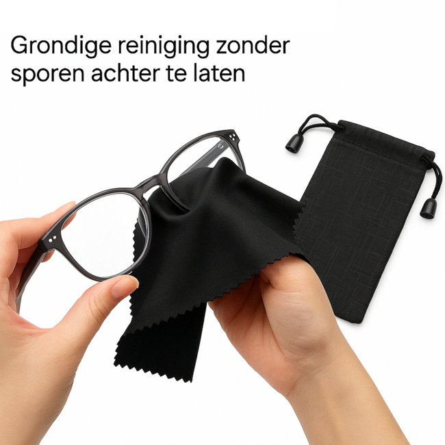Mpariz Makkelijke Reisset voor Brillen – Microvezel Reinigingsdoekje + Opbergzakje