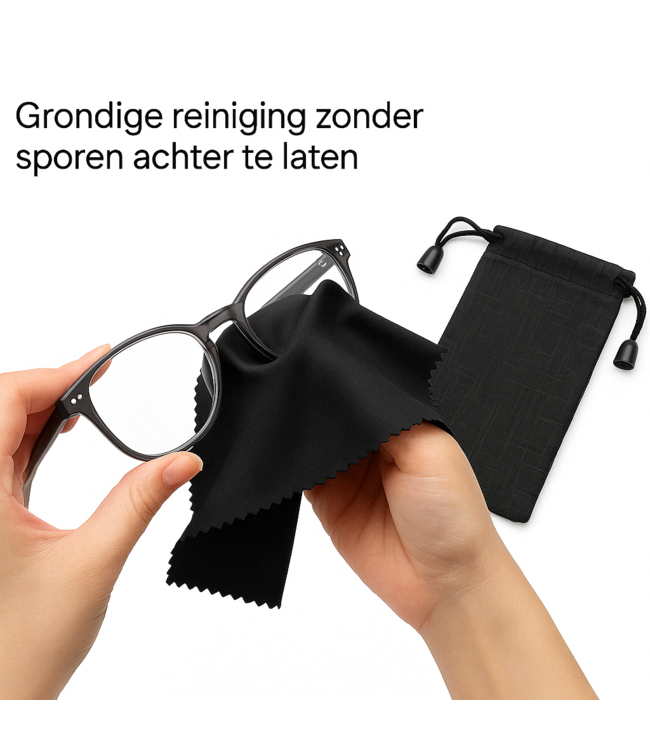 Mpariz Makkelijke Reisset voor Brillen – Microvezel Reinigingsdoekje + Opbergzakje