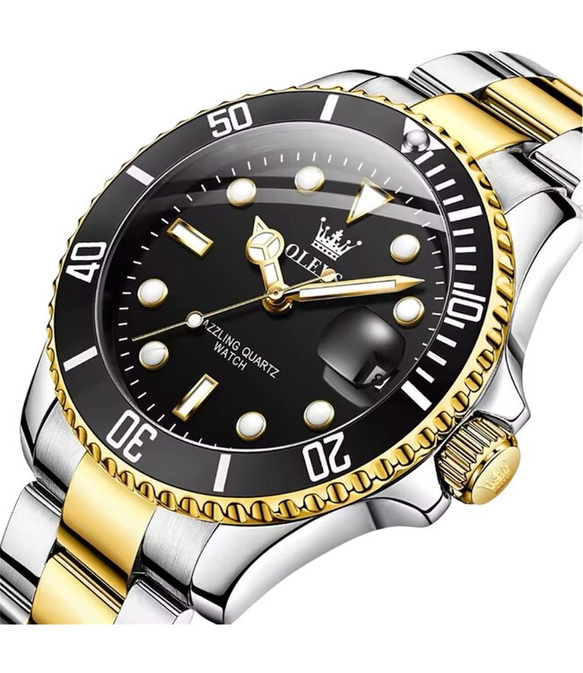 Olevs Luxe Heren Horloges Goud Zwart