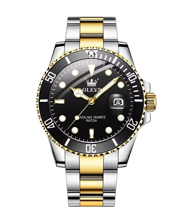 Olevs Luxe Heren Horloges Goud Zwart - Gratis Armband bij elke bestelling (twv €29,95)