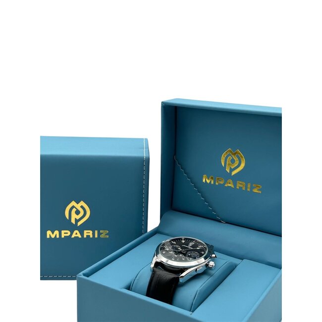 Poedagar Nocturne – herenhorloge met leren band en chronograaf design
