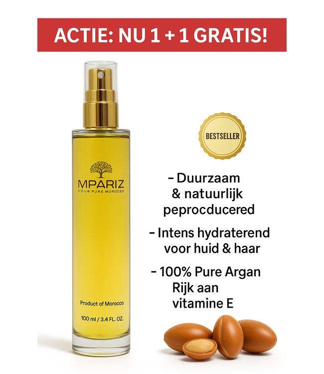 Mpariz Mpariz 100% Pure Arganolie 100ml – Duurzaam, Biologisch & Luxe -  ( 1+1 GRATIS)