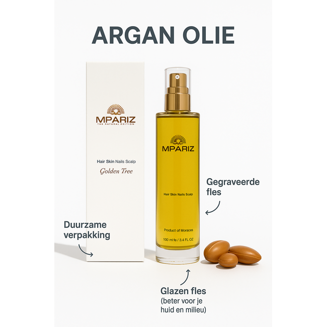 Mpariz Mpariz 100% Pure Arganolie 100ml – Duurzaam, Biologisch & Luxe
