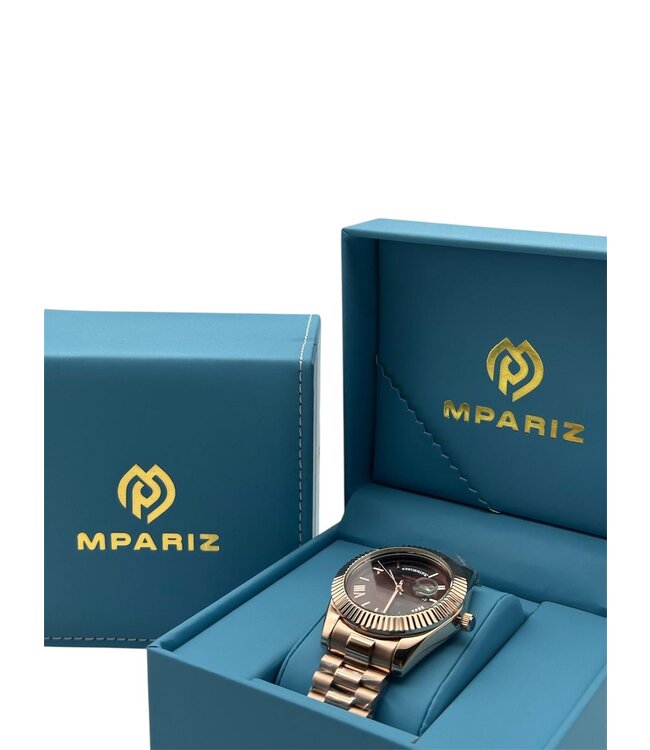 Nibosi Herenhorloge Rosé (Chocolate/Groen/Wit) - Datum