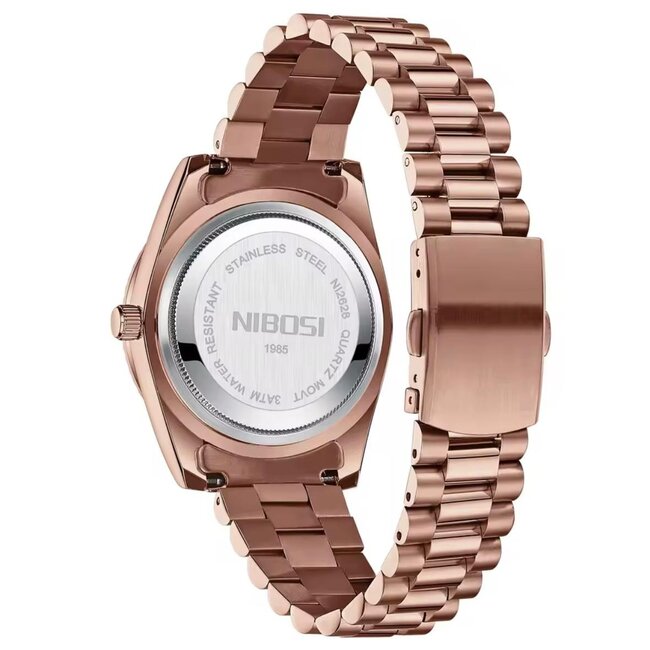 Nibosi Herenhorloge Rosé (Chocolate/Groen/Wit) - Datum