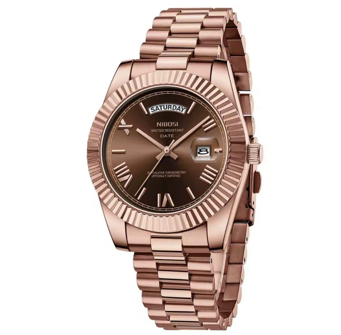 Nibosi Herenhorloge, analoog, quartz, polshorloge, waterdicht, datumweergave, herenhorloge, zakelijk, casual, polshorloge, cadeaus voor mannen, groen, Minimalist