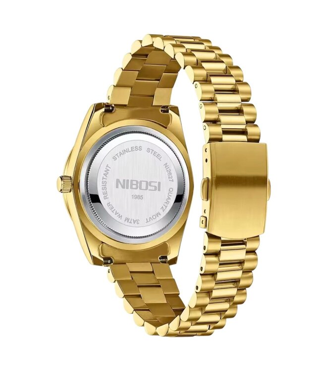 Nibosi Herenhorloge Goud - Gratis Armband bij elke bestelling (twv €29,95)
