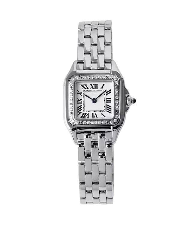 Mpariz Luxe Dameshorloge Zilver Wit met Diamonds