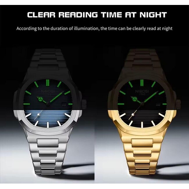 Nibosi Aurelius – herenhorloge met stalen band en minimalistisch design