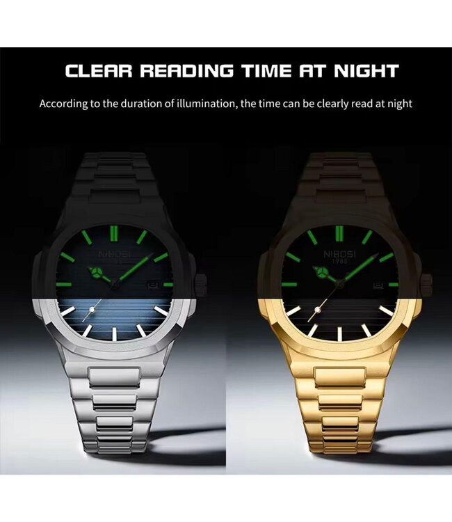 Nibosi Heren Horloges Goud & Wit
