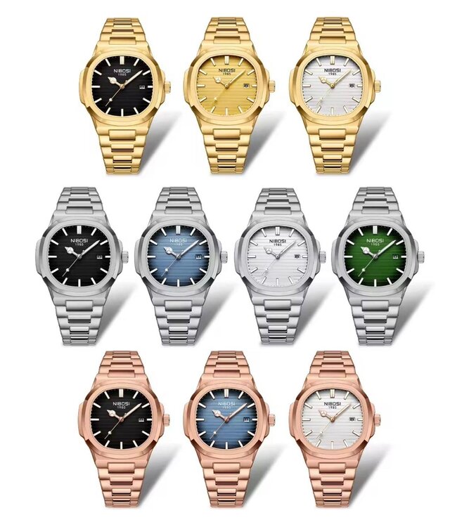 Nibosi Heren Horloges Goud & Wit