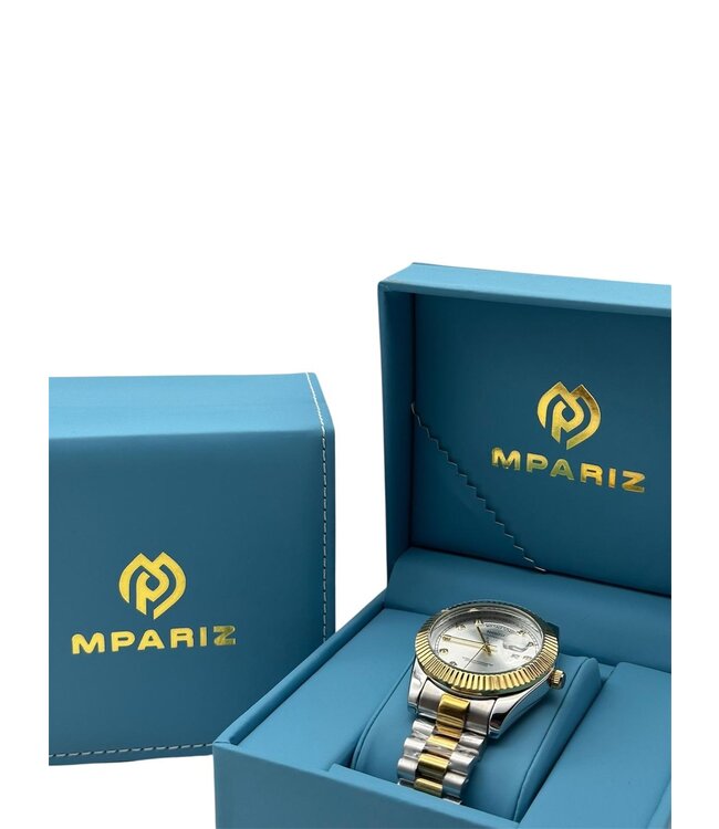 Nibosi Herenhorloge Zilver Goud & Parelmoer Wit