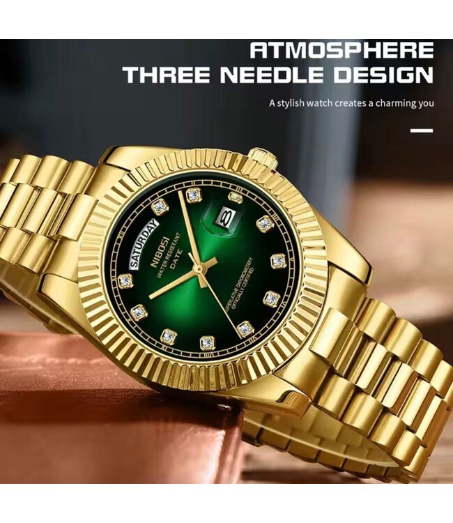 Nibosi  Zilver Goud & Parelmoer Wit Daimond