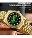 Nibosi Luxe Herenhorloge Zilver Goud Parelmoer Wit