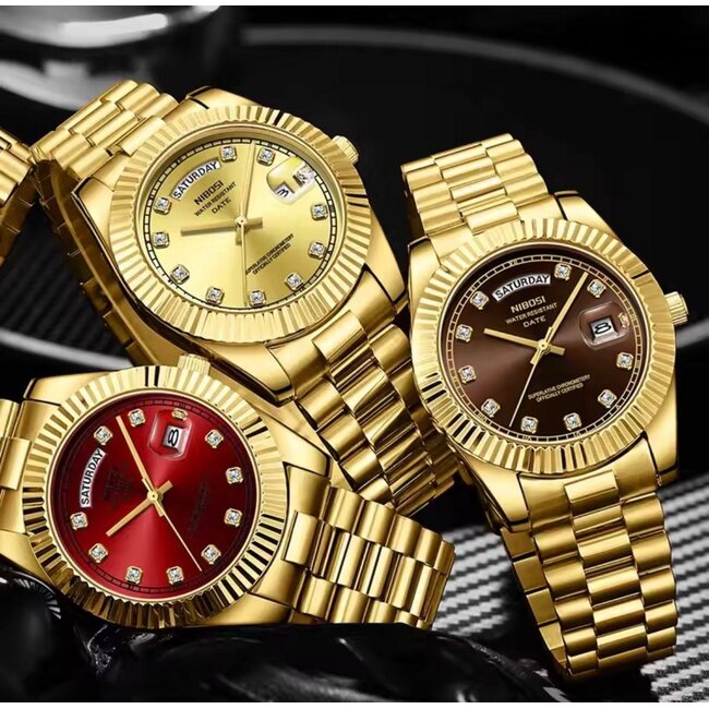 Nibosi  Zilver Goud & Parelmoer Wit Daimond