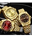 Nibosi Luxe Herenhorloge Zilver Goud Parelmoer Wit