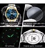 Olevs Luxe Herenhorloge Zilver Goud Blauw Edition