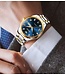 Olevs Luxe Herenhorloge Zilver Goud Blauw Edition